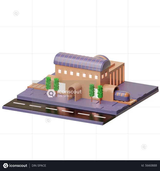 Railway Station  3D Illustration