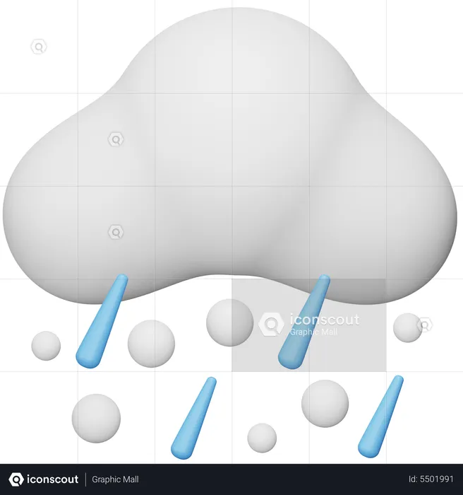 Rain and Hail  3D Icon