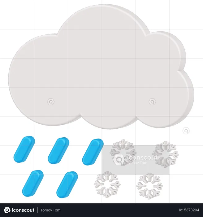 Rain and snow  3D Icon