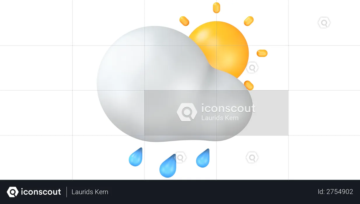 Rain in sunny weather  3D Illustration