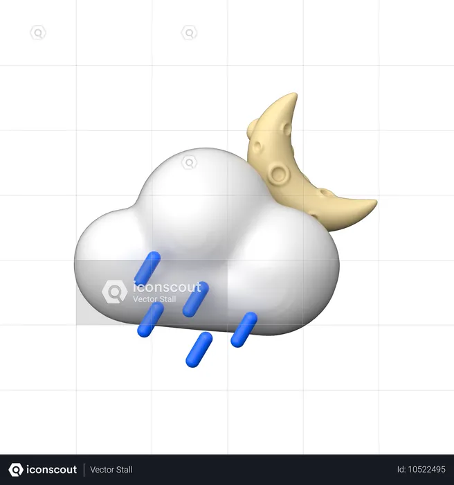 Rain Night  3D Icon