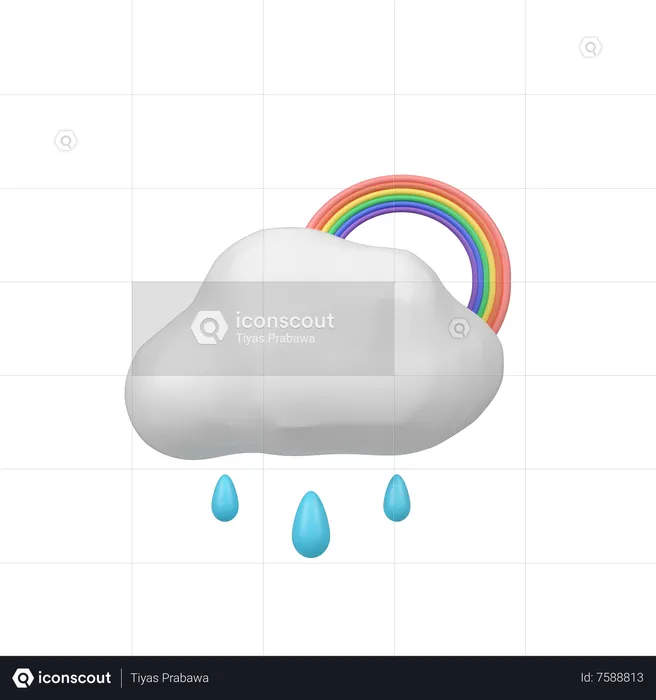 Rain With Rainbow  3D Icon