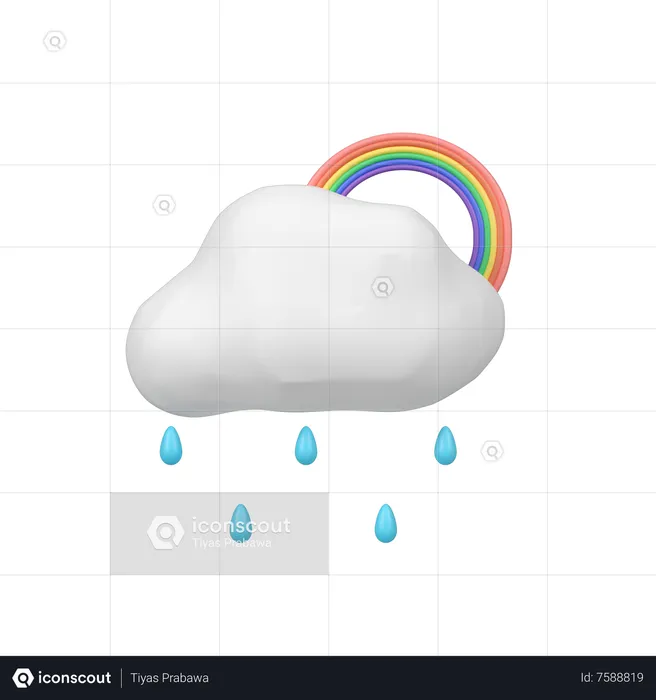 Rain With Rainbow  3D Icon