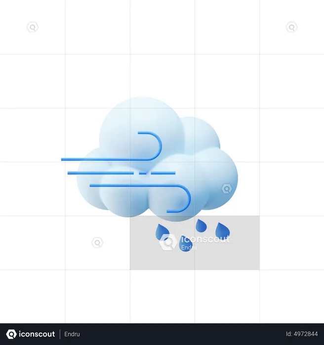 Rain With Windy  3D Icon