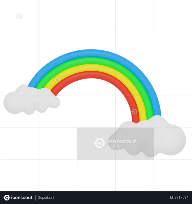 Rainbow And Clouds  3D Icon