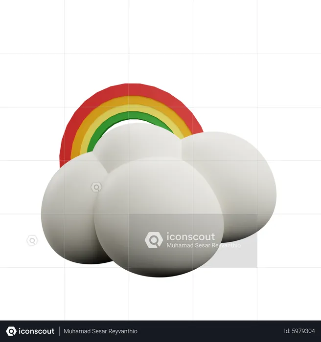 Rainbow cloudy  3D Icon