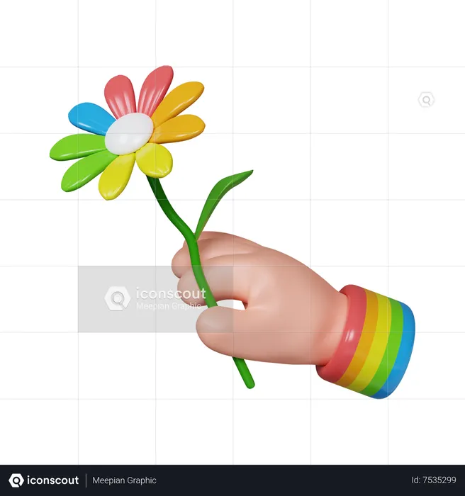 Rainbow Flower  3D Icon