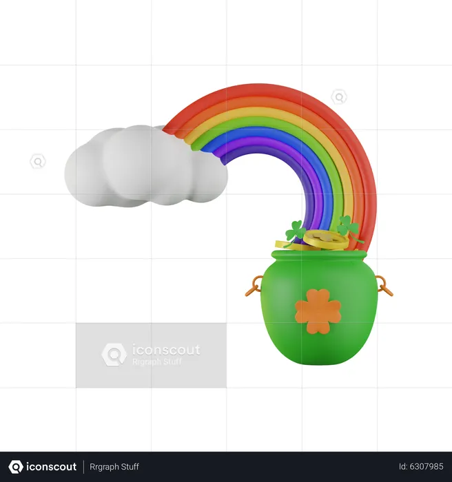 Rainbow Patrick Coins Pot  3D Icon