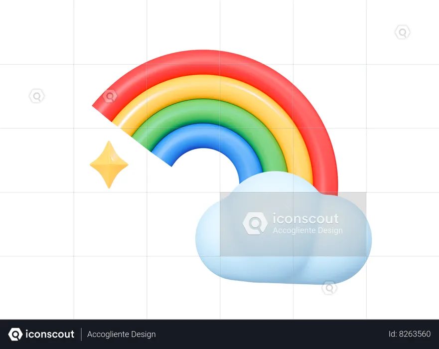 Rainbow With Cloud  3D Icon