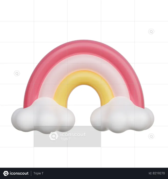 Rainbow With Clouds  3D Icon