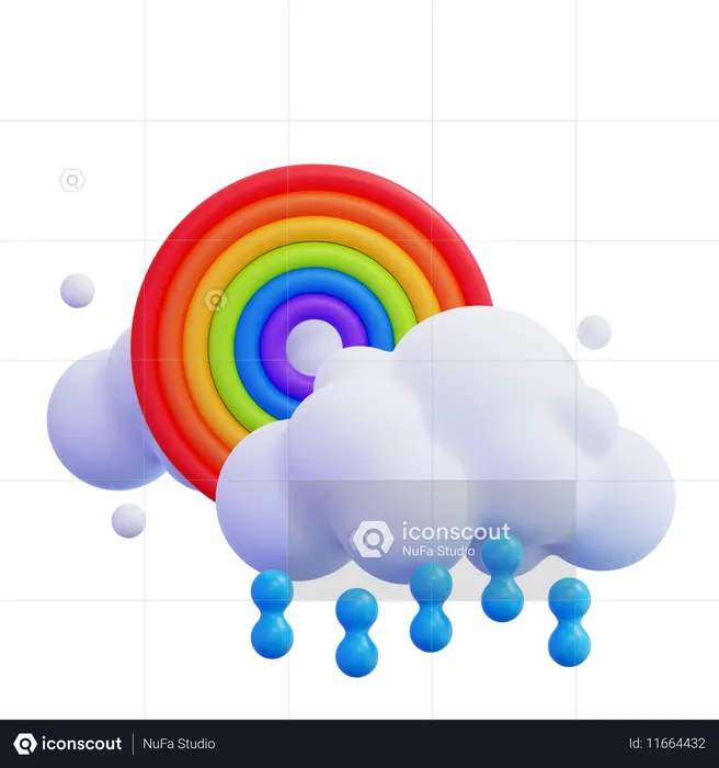 Rainbow With Clouds  3D Icon