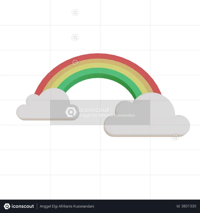 Rainbow With Clouds  3D Illustration