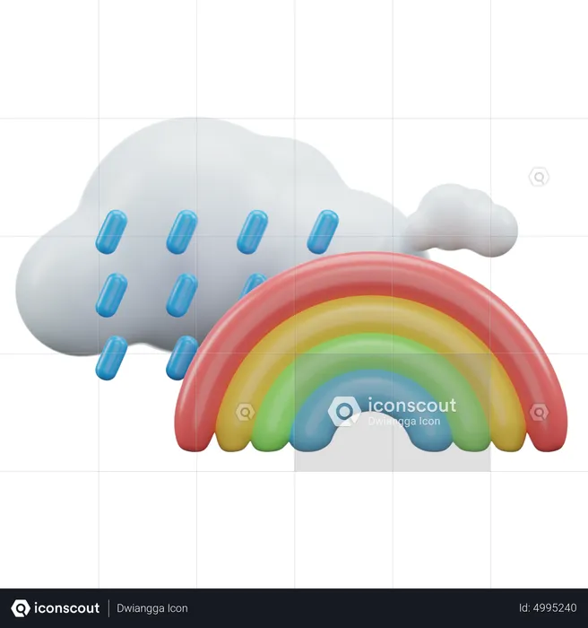 Rainbow With Rain  3D Icon