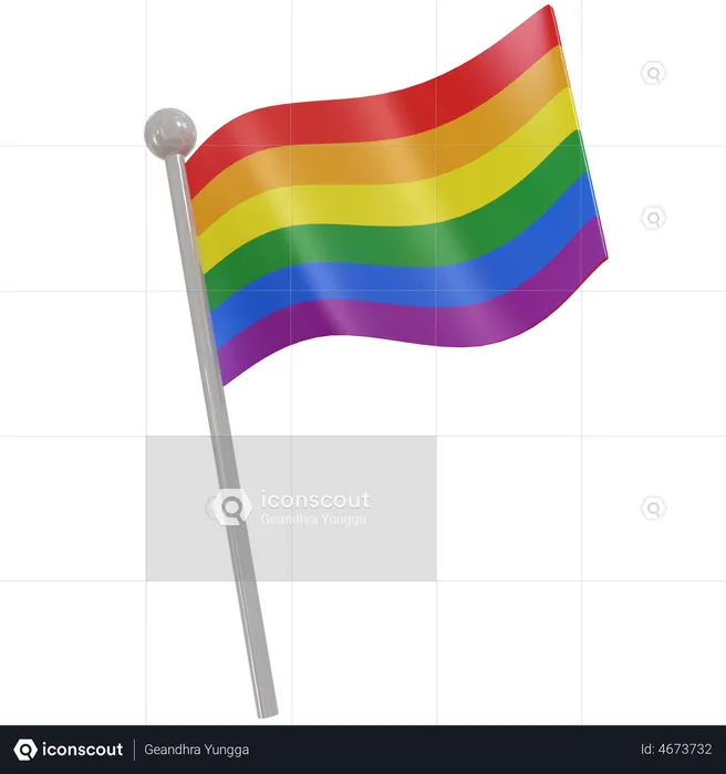 Rainbrow Pride Flag Flag 3D Illustration