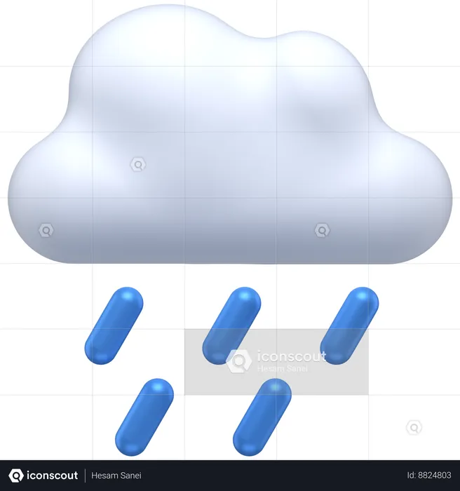 Raining cloud  3D Icon