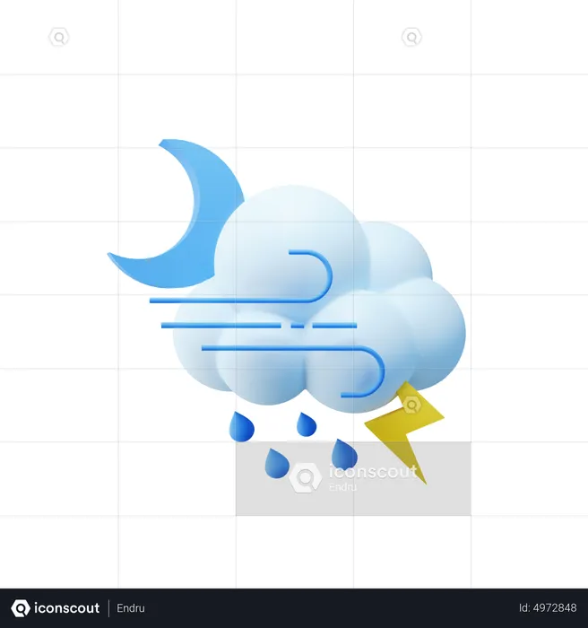 Rainy And Thunderstorm  3D Icon