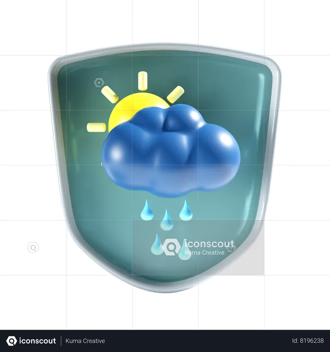 Rainy Day with shield  3D Icon