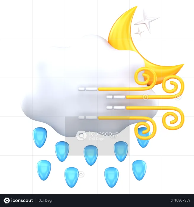 Rainy Night With Wind  3D Icon