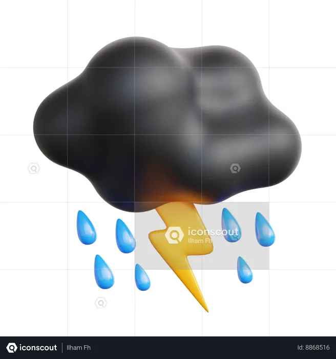 Rainy Thunder  3D Icon