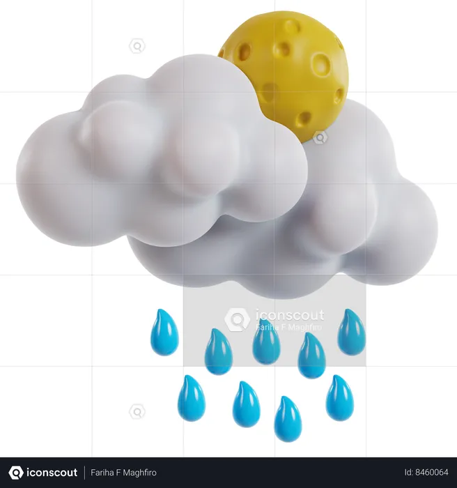 Rainy Weather with Droplets  3D Icon