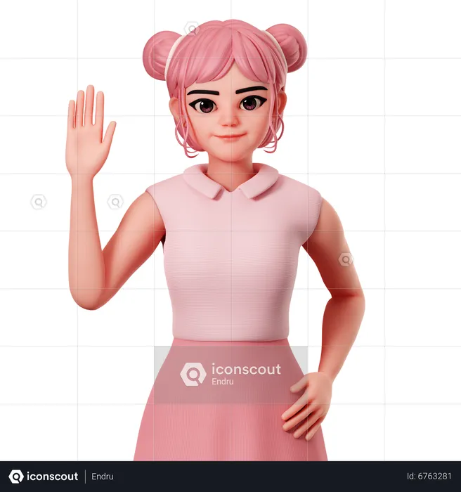 Raise Left Hand  3D Illustration