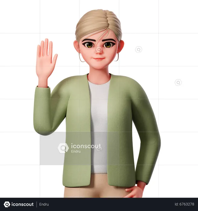 Raise Left Hand  3D Illustration