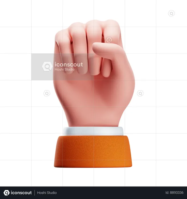 Raised Fist Hand Gesture  3D Icon