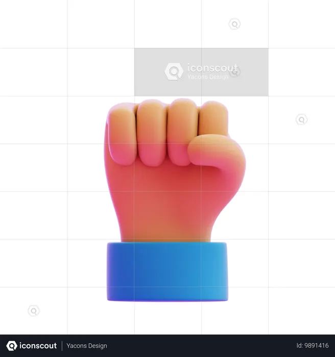 Raised Fist Hand Gesture  3D Icon