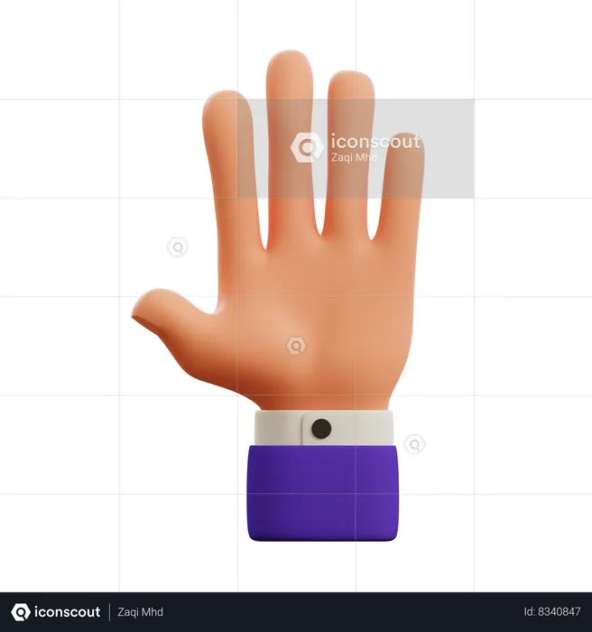 Raised hand gesture  3D Icon