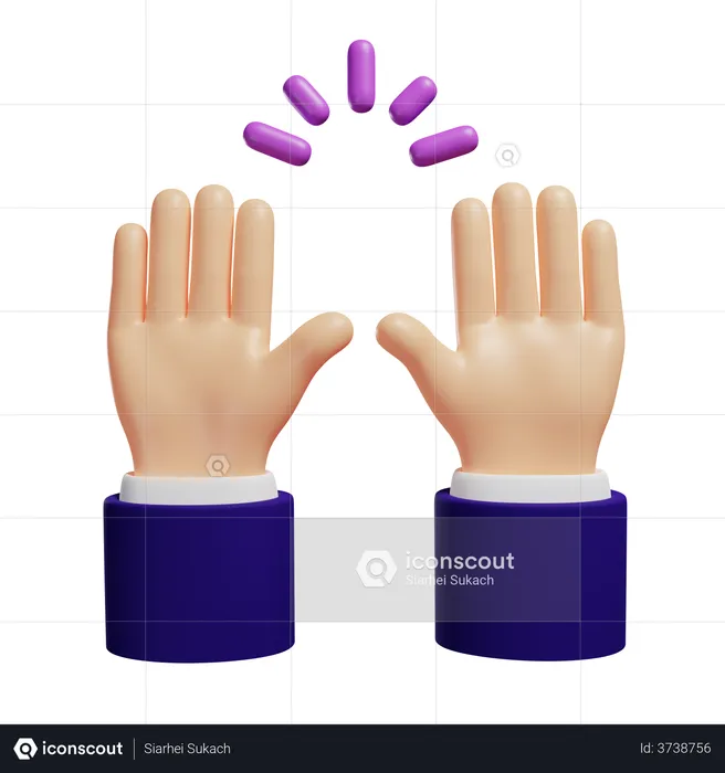 Raised hand gesture  3D Illustration