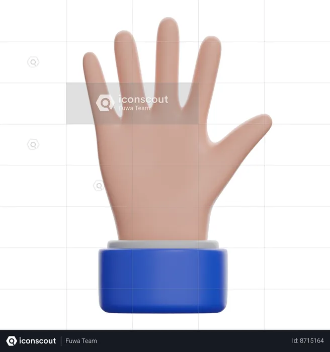 Raised Hand With Fingers Splayed  3D Icon