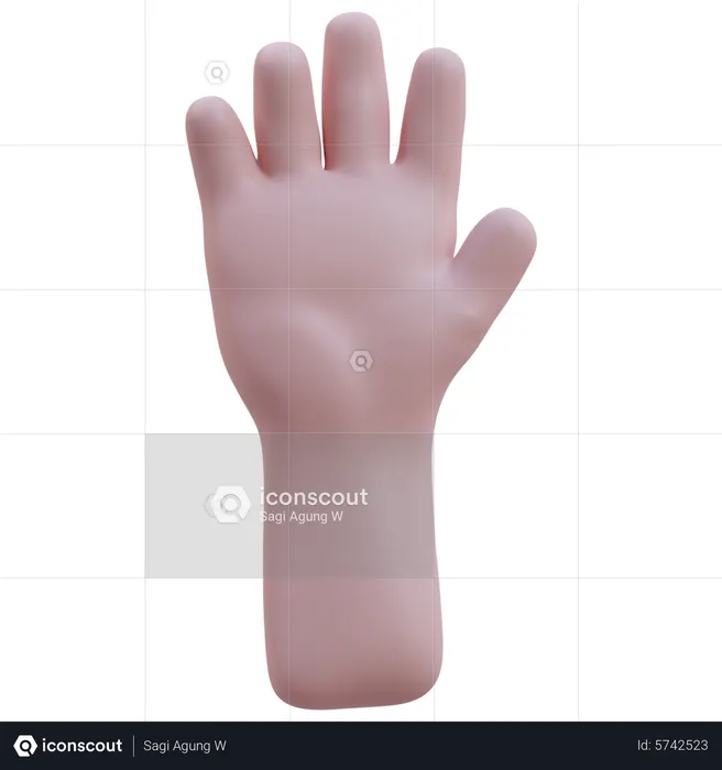 Raises Five Fingers Hand Gesture  3D Icon
