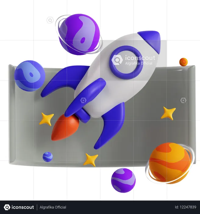 Rakete mit virtuellem Bildschirm  3D Icon