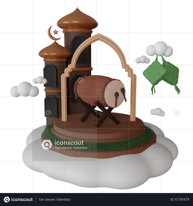 Pódio do Ramadã com ornamentais islâmicos  3D Illustration