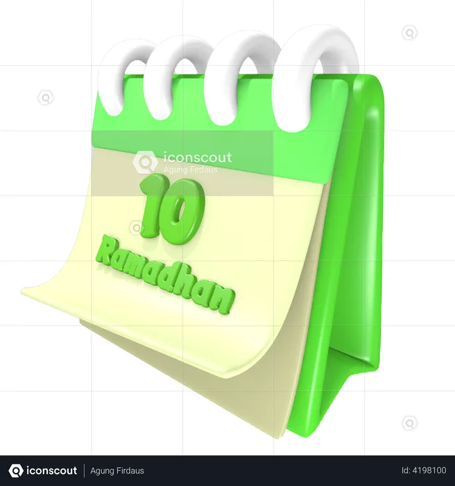 Ramadan Calendar 10 Date  3D Illustration