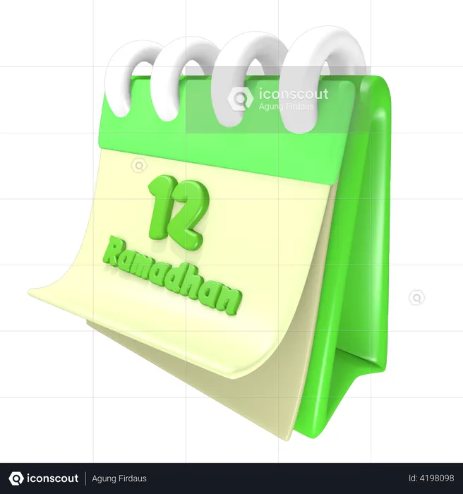 Ramadan Calendar 12 Date  3D Illustration