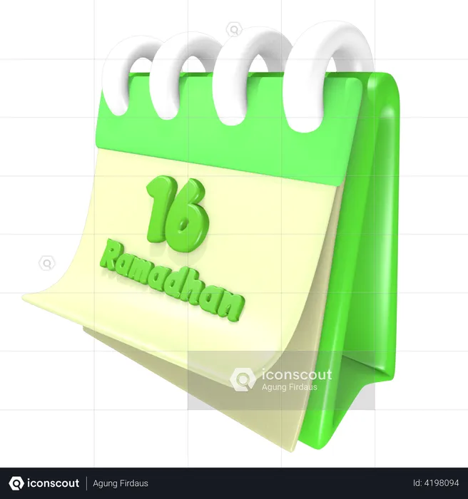 Ramadan Calendar 16 Date  3D Illustration