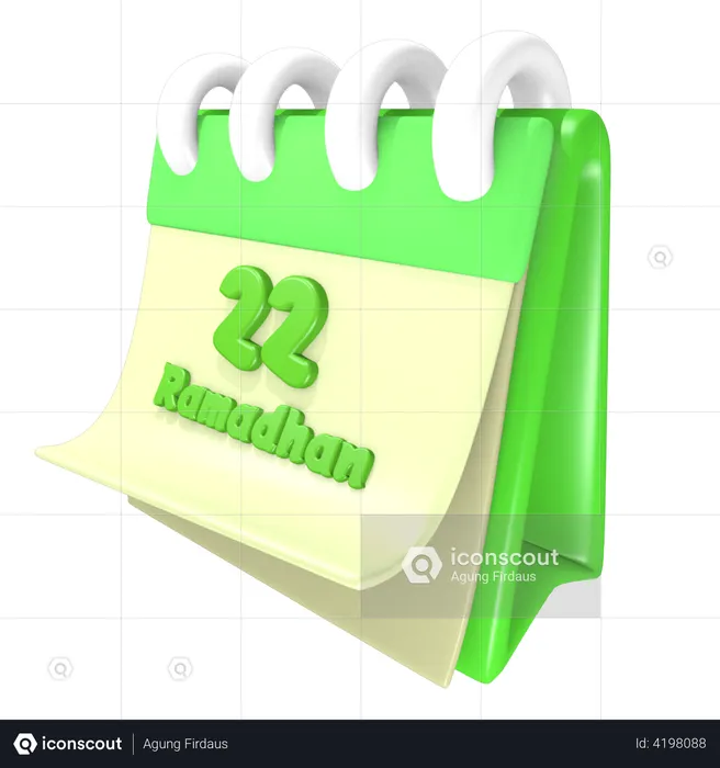 Ramadan Calendar 22 Date  3D Illustration