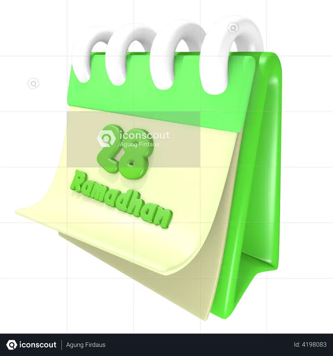 Ramadan Calendar 28 Date  3D Illustration