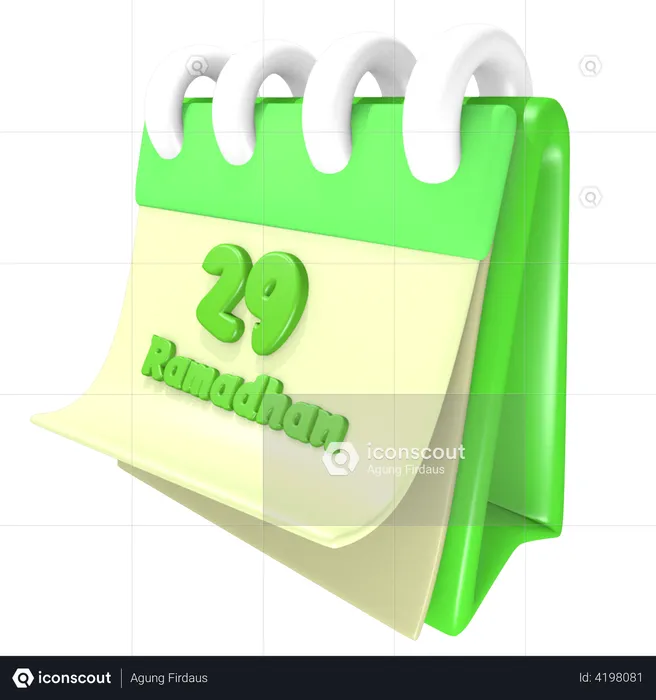 Ramadan Calendar 29 Date  3D Illustration