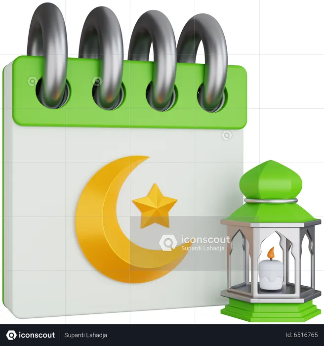 Ramadan Calendar with Lantern Lights  3D Icon