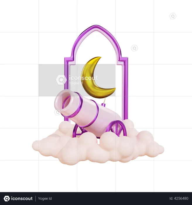 Ramadan Cannon Podium  3D Illustration