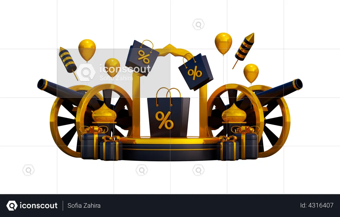 Ramadan Discount Podium  3D Illustration