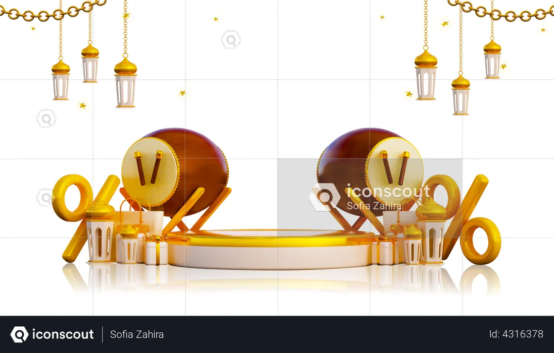 Ramadan Discount Podium  3D Illustration