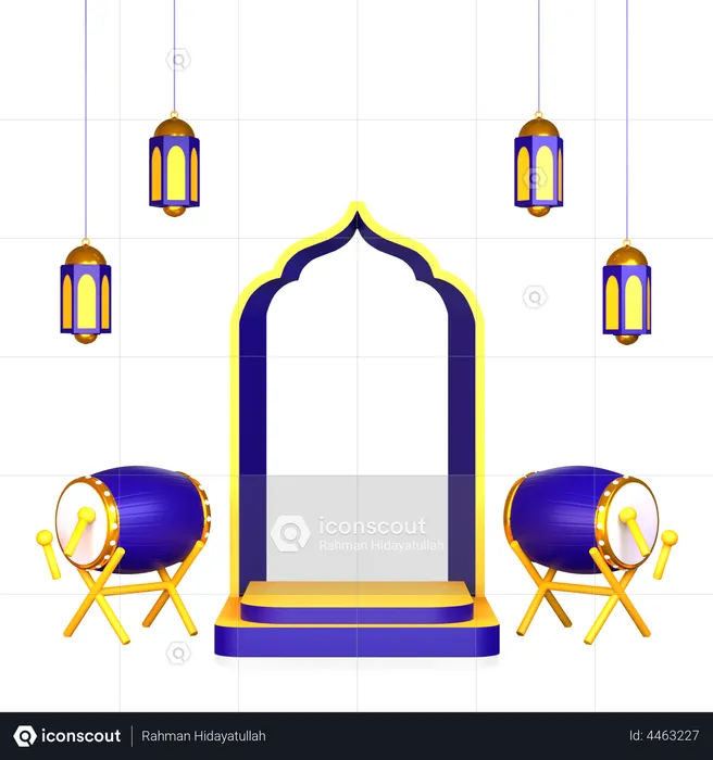 Ramadan Drum Podium  3D Illustration