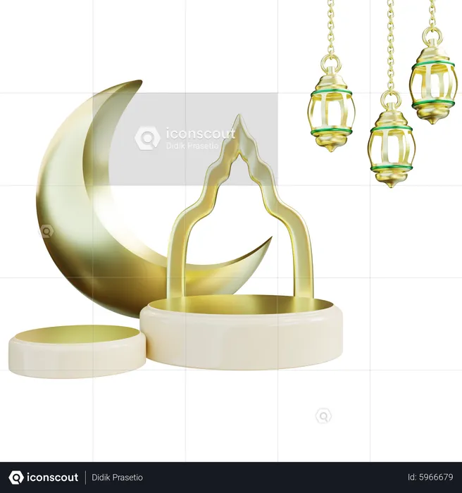 Ramadan Halbmond Podium  3D Icon
