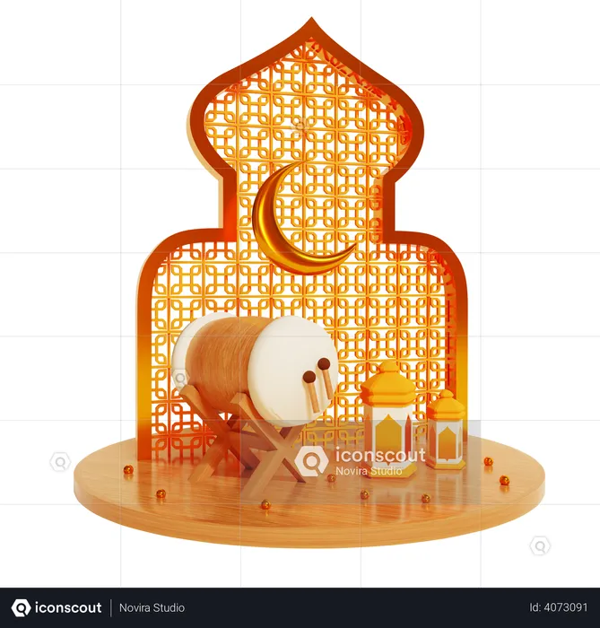 Ramadan Islamic drum  3D Illustration