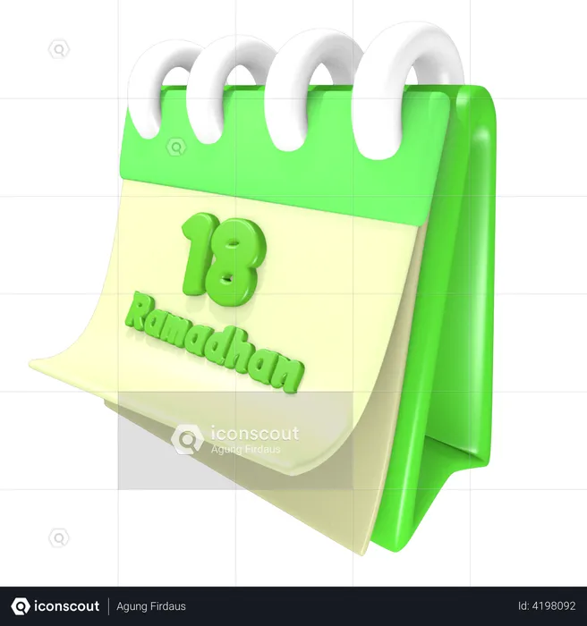 Ramadan-Kalender 18 Datum  3D Illustration