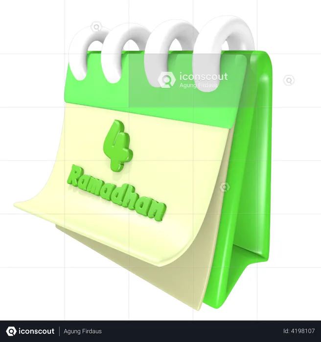 Ramadan-Kalender 4 Datum  3D Illustration