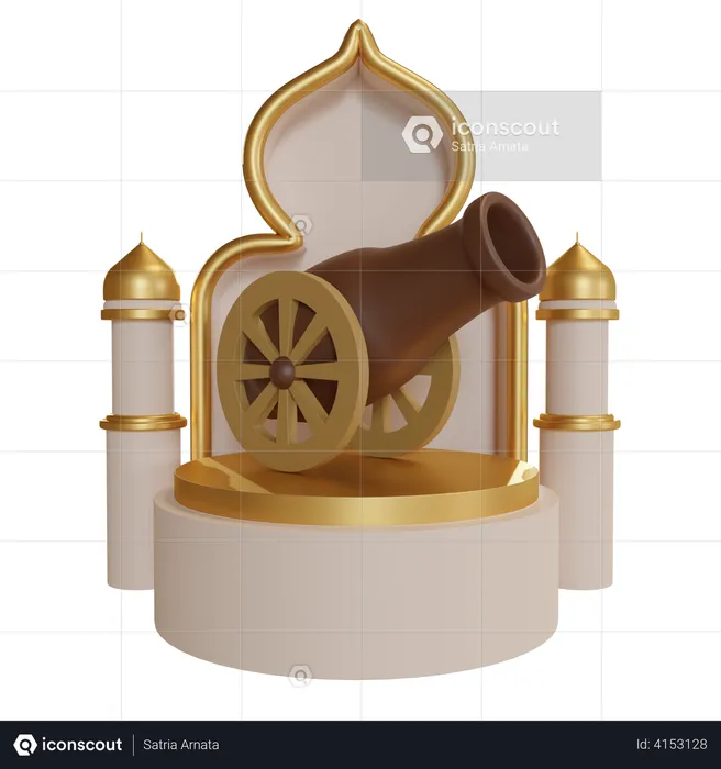 Ramadan Kanonenpodium  3D Illustration